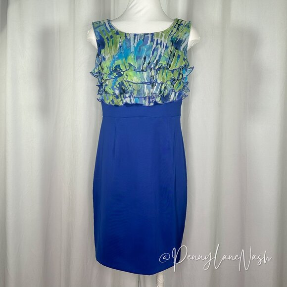 connected apparel Dresses & Skirts - Connected Sleeveless Ruffled Career Sheath Dress